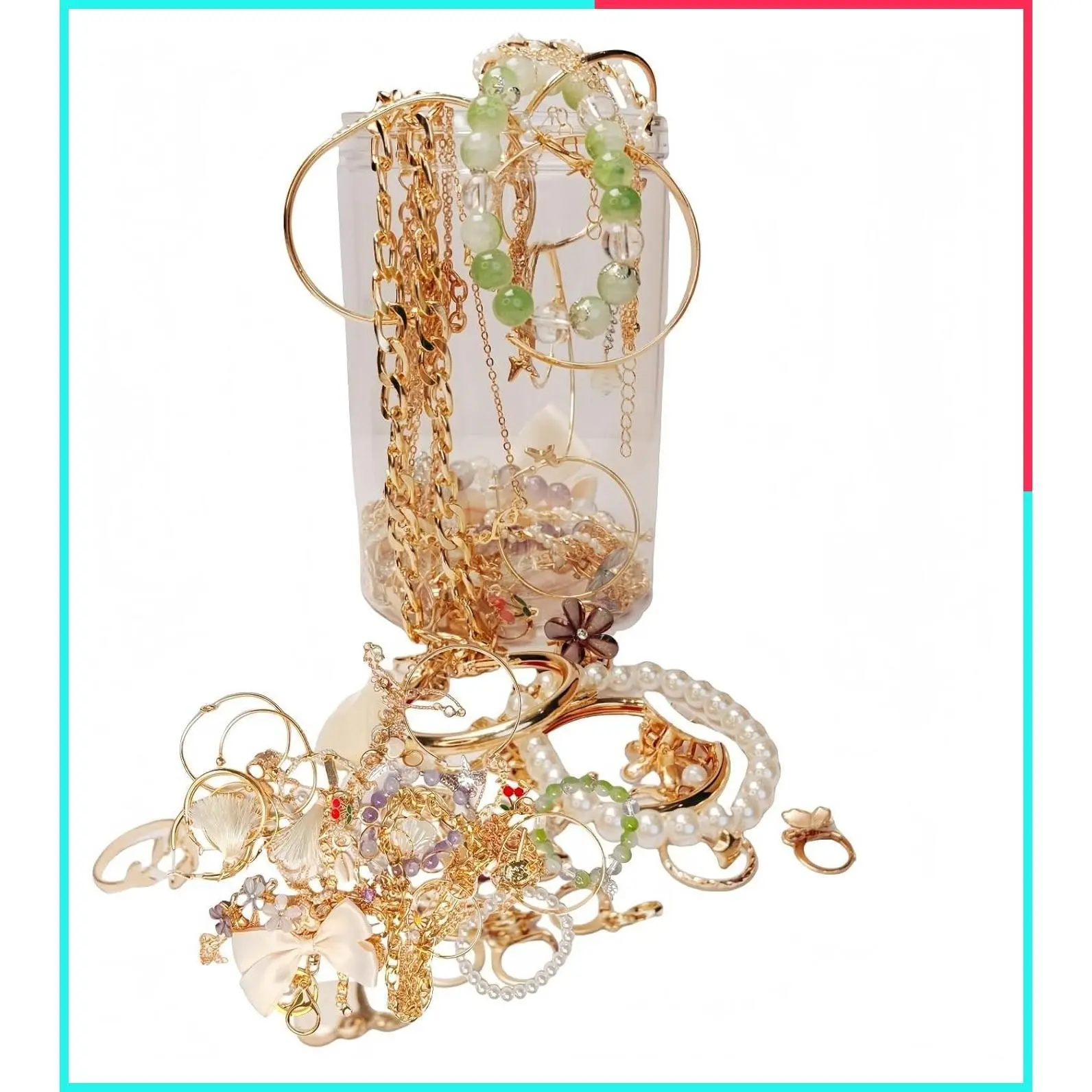 45-55 Pieces Mystery Jewelry Jar & Surprise Box for Women - Earrings & Necklace Unboxing Kit with Unique Designs, Birthday Gifts