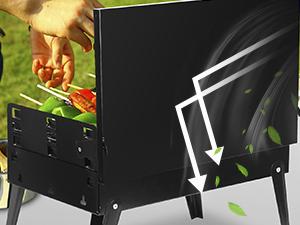 GEEKHOM Portable Charcoal Grill, Outdoor Small BBQ Grill with Barbecue Accessories, Folding Camping Grill for Outdoor Cooking Travel Picnic Patio Beach Hiking Park, Height Adjustable for 3 to 5 People