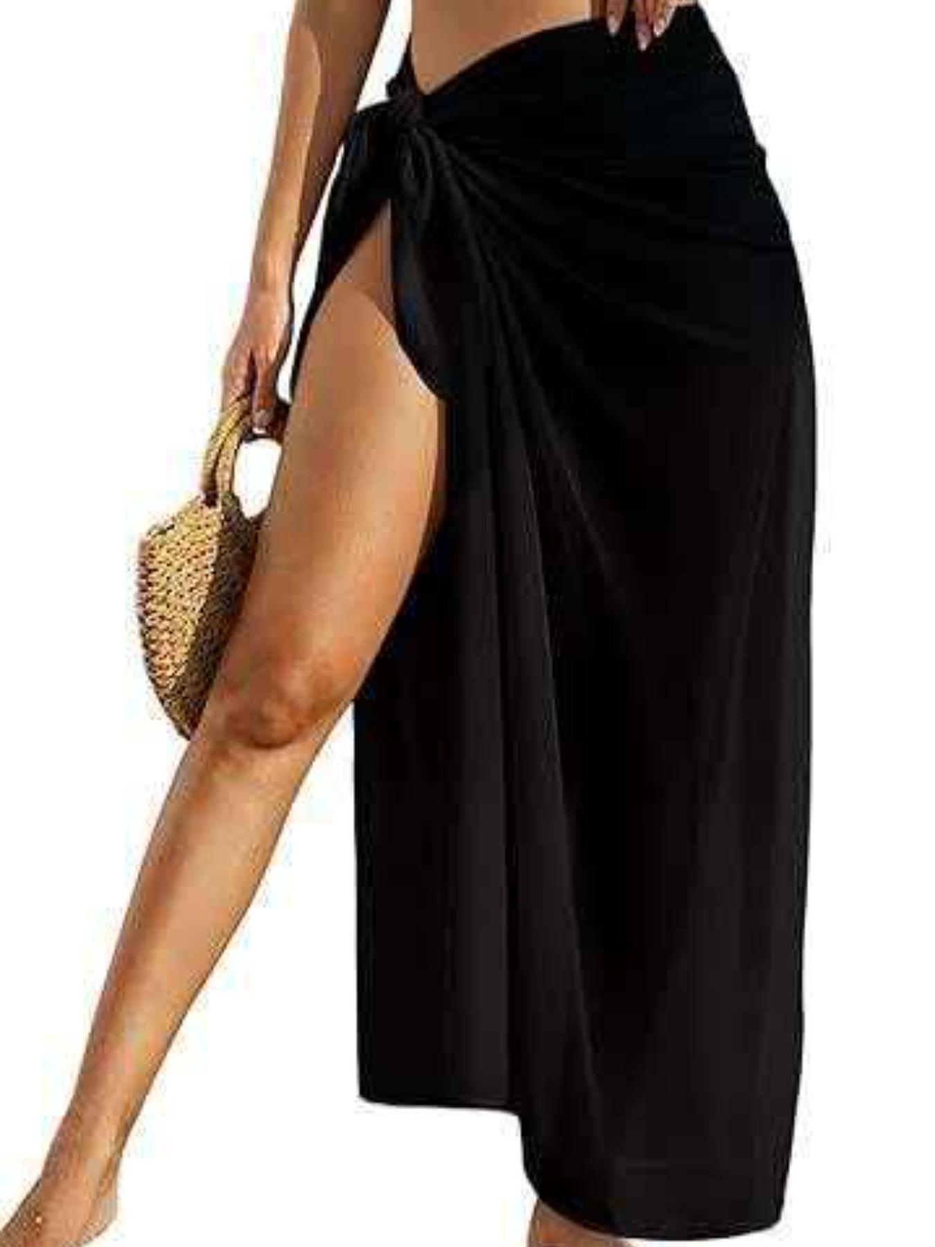 Women's Elegant Chiffon Beach Wrap Skirt, High Split Tie-Back Long Dress, Bikini Cover-Up, Summer Vacation Essential