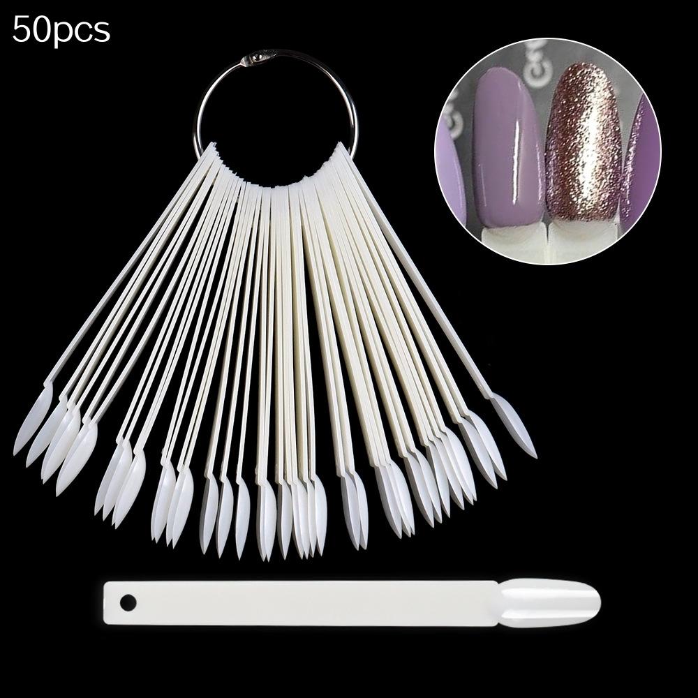 50 Nail Display Tips Transparent Sample Gel Polish Color Chart, Manicure Practice Tools, Single Item, No Ca Prop 65 Warning