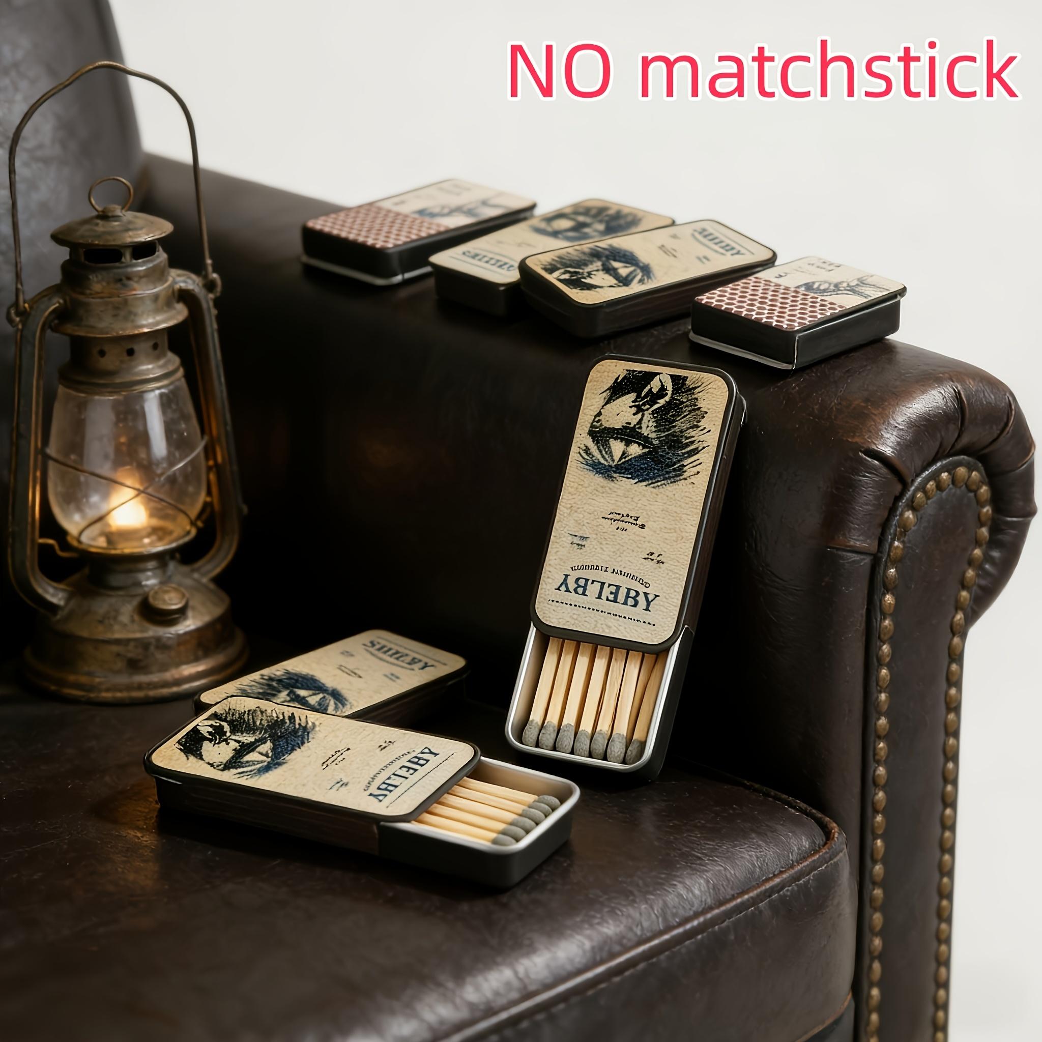 Vintage Retro Tin Matchbox - Thickened Tinplate, Strong and Moisture-Proof - Reusable - Retro Prints Filled with Nostalgic Charm - Smooth Sliding Lid - One Swipe Lights a Fire - Also a Decorative Item for the Desk - Excellent for Collecting
