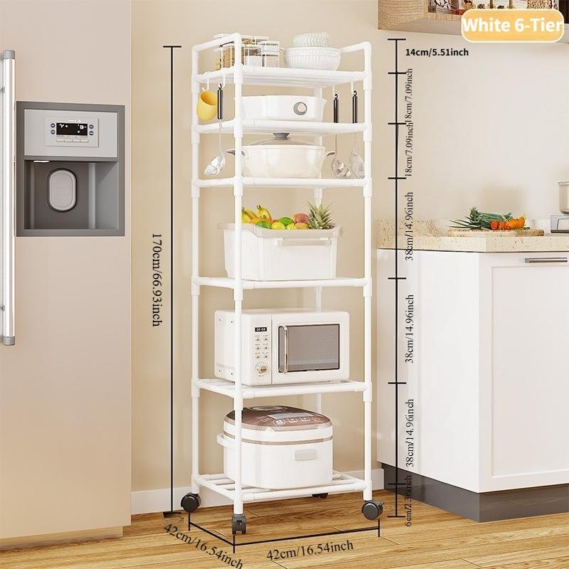 Multi-layer kitchen storage rack, floor-standing organizer for home use, bathroom shelf, no-drill microwave rack,  kitchen storage & organization, microwave stand, microwave rack with storage, kitchen shelf, kitchen storage and organization
