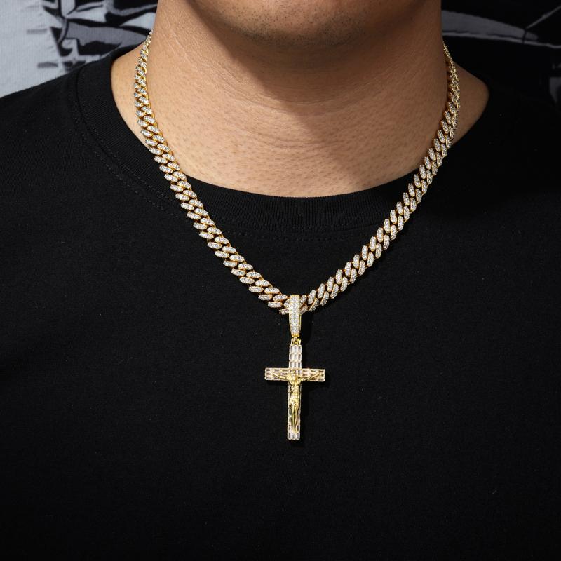 【#P644】Crucifixion Jesus Cross Pendant UCCIYO S925 Sterling Silver Synthetic Moissanite Pendant Necklace for Women Men Hip Hop Jewelry Gift