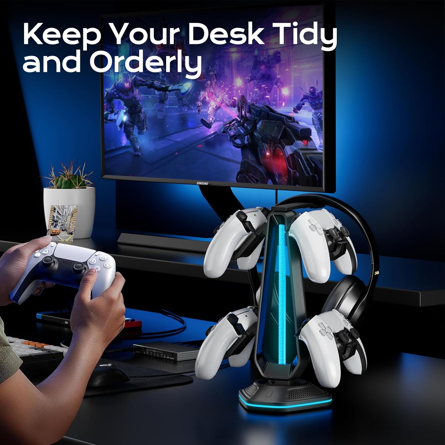 LED Game Controller Display Stand, Compatible with Ps5/xbox/_switch Controllers, Durable and Stylish Design, Perfect for Players