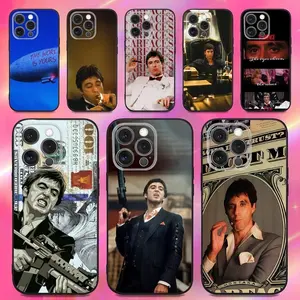 S-Scarface tonny montana Phone Case For iPhone 17 Pro Max 17Air,16,15,14,13,12,11,Pro,Max,Plus,X,XS,XR,SE,8,7,Mini,& Samsung Galaxy S26 Ultra S25 S24 S23 S22 S21 Plus Soft Silicone Black Case
