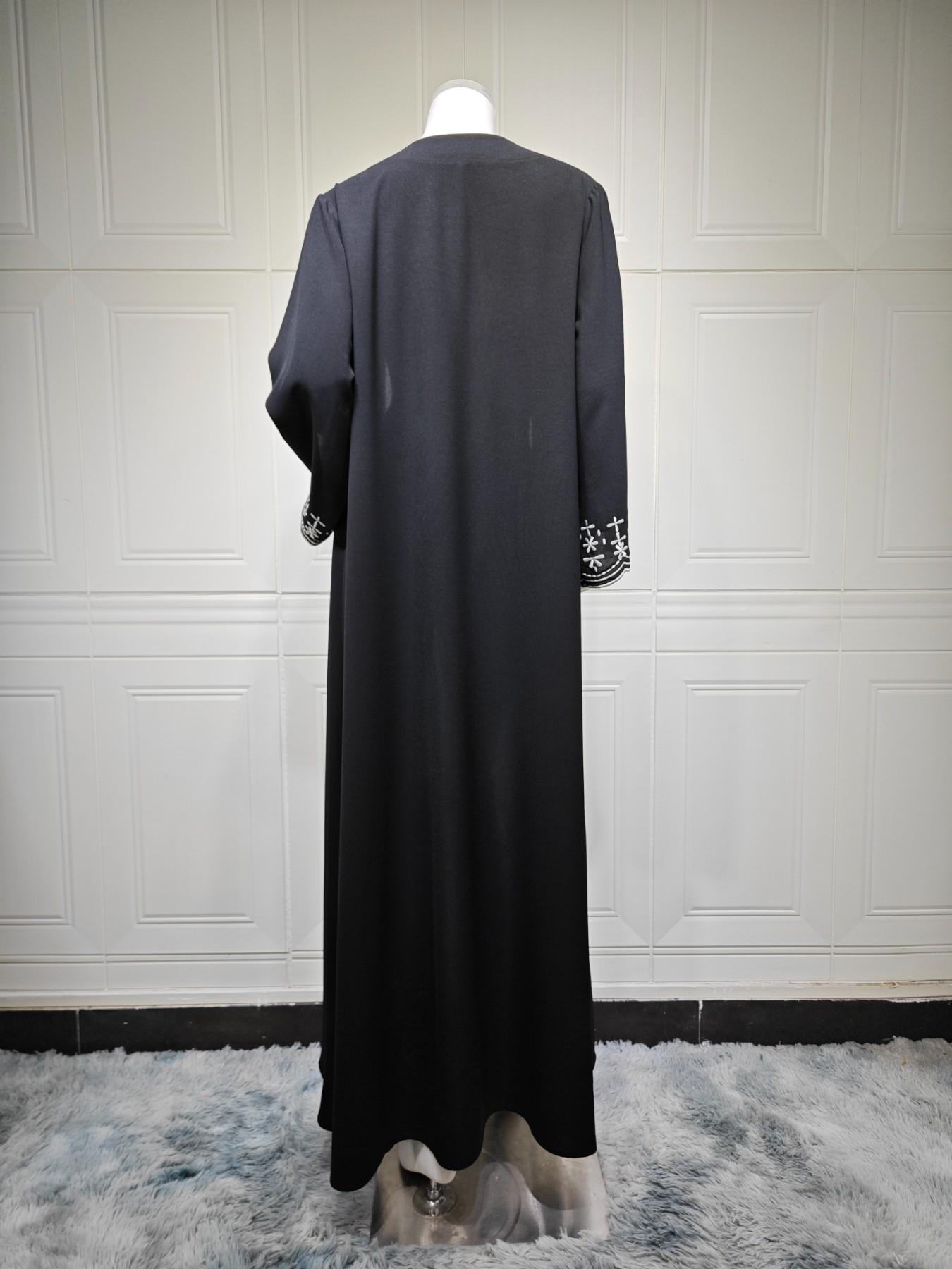 New Muslim Women's Abaya Khimar Set, Loose Fit, Eyelet Embroidery, 2-Piece with Headscarf, Long Sleeve, Elegant Casual Wear, Abaya With Hijab