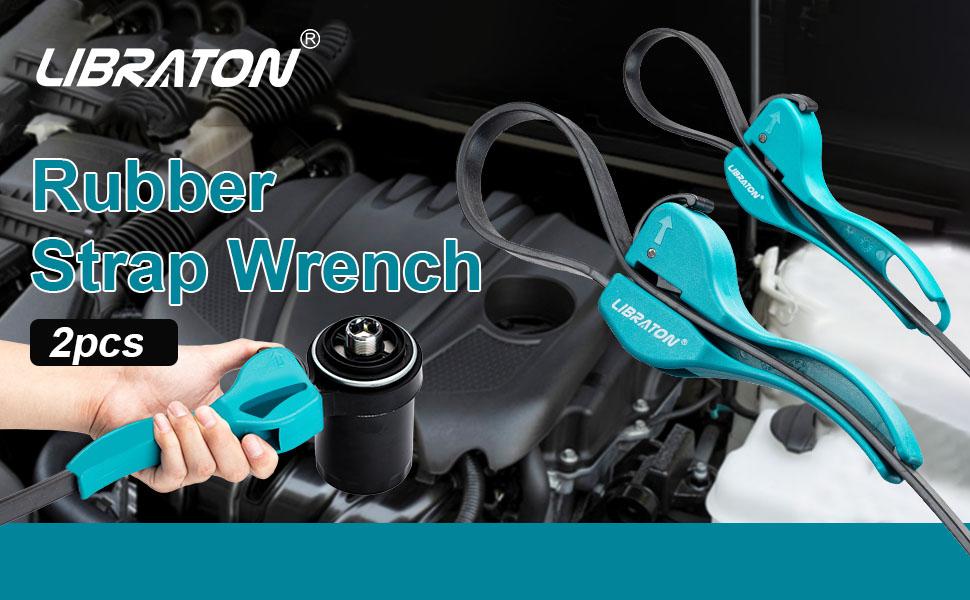 Libraton Adjustable Rubber Strap Wrench Set 2-Piece Universal Oil Filter Wrench Multifunctional for Shower Heads Jar Openers Fathersdaygift