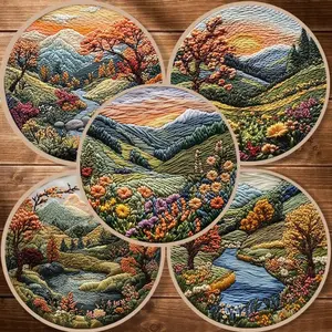 3D Nature Scenery Embroidery Kit for Beginners with Pattern, Needlepoint Starter Kits for Adults, Embroidery Set