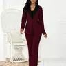【Black Friday】Women's Colorblock Blazer & Straight Leg Pants Set, Elegant Two-piece Set for Work Office Wear, Business Attire Essential, Ladies' Suits for All Seasons