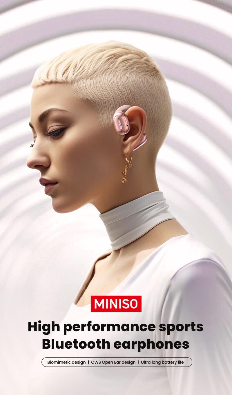 MINISO X39 OWS Open Ear Headphones, True Wireless Bluetooth 5.4 Earphones, Hifi Sound Headsets with Mic Charging Case
