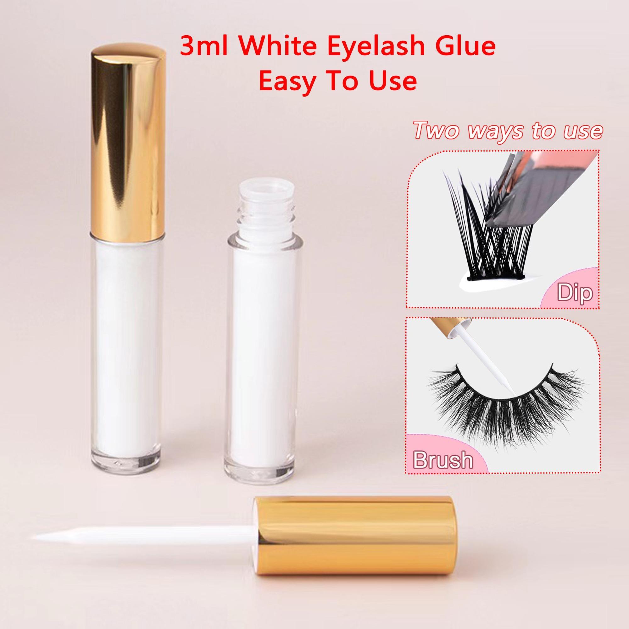 3ml False Eyelash Makeup Glue for Lash Extensions, Cosmetic Waterproof Lashes Glue for Fluffy Lash Clusters & Strip Lashes, Eyelashes Extensions Eye Makeup Tool for Music Festival Makeup
