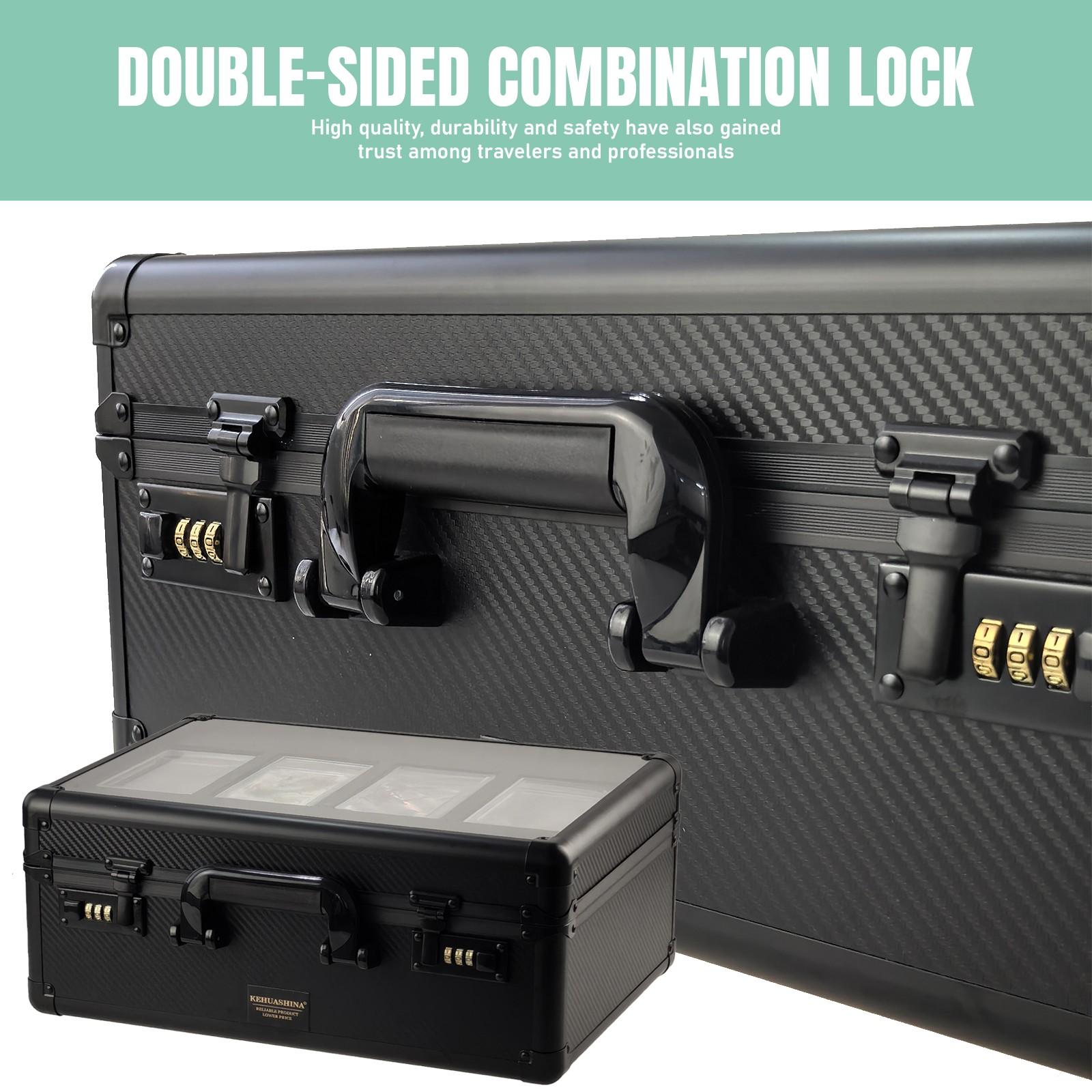 Aluminum Alloy Frame Trading Card Holder, Psa Display Top, Carbon Fiber Pattern, Password Lock, Sports Star Anime Game Card Manager