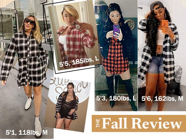 Women's Flannel Plaid Shirts Roll Up Long Sleeve Collared Button Down Boyfriend Shirts with Pockets Blouse Casual Cotton Top Womenswear Check Dress Elegant Lightweight Loose