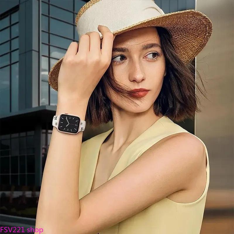 Women's Floral Engraved Soft Silicone Breathable Strap Watch Band - Sports Wearable Accessory Compatible with 38mm-49mm Sizes, Camping Essentials, Multi Sizes, Flower Print, Compatible Bands