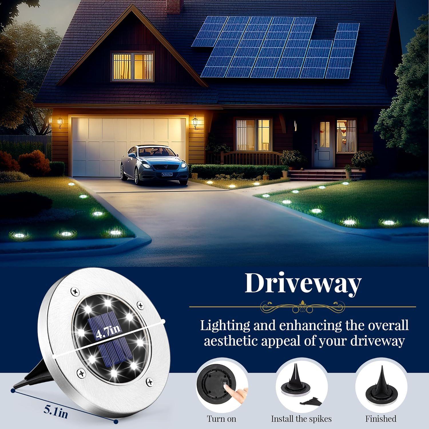 Hoodink Solar Lights for Outside,12 Pack Solar Lights Outdoor Waterproof, Solar Garden Lights Landscape Lighting for Patio Pathway Lawn Yard Deck Driveway Walkway, Cold White Hoodink Solar Lights for Outside,12 Pack Solar Lights Outdoor Waterproof, Solar Garden Lights Landscape Lighting for Patio Pathway Lawn Yard Deck Driveway Walkway, Cold White