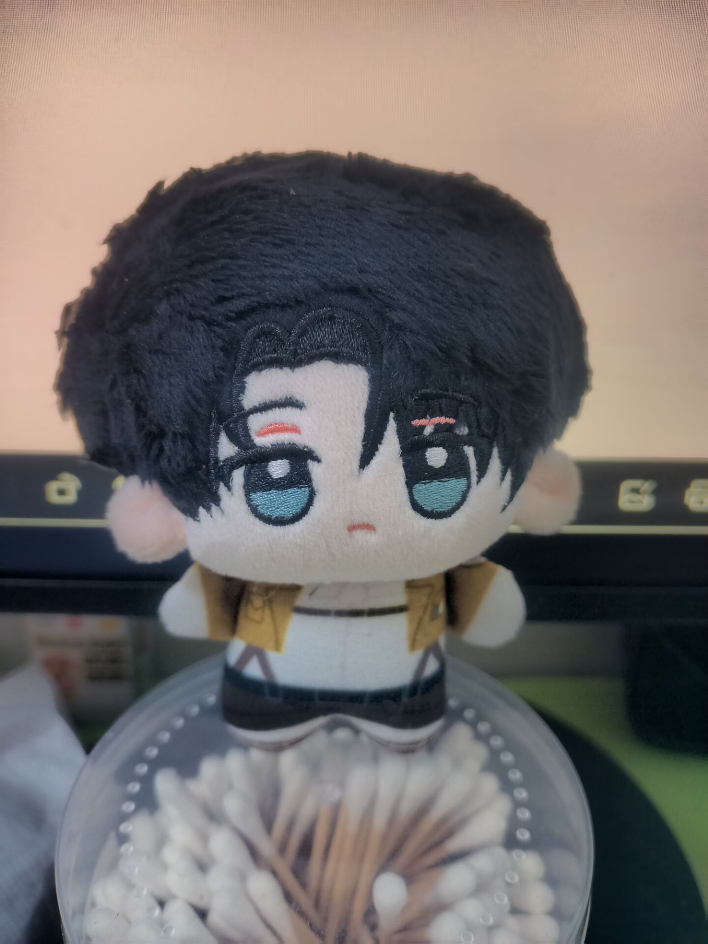 10cm Attack on Titan Eren Jaeger Stuffed Figure Keychains Accessories Kawaii Anime Mikasa Ackerman Dolls Backpack Pendant Model