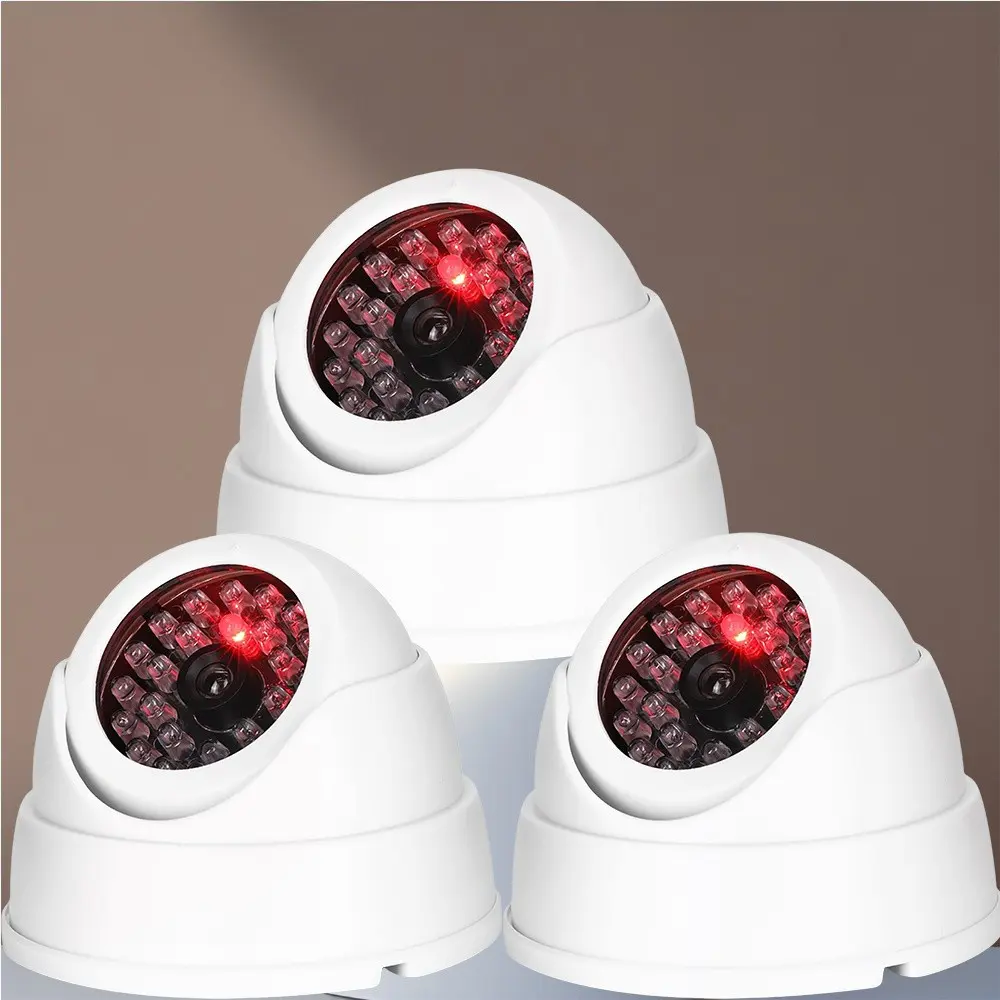 Dome Surveillance Dummy Camera Simulated Security Camera Indoor/Outdoor with Flashing LEDs