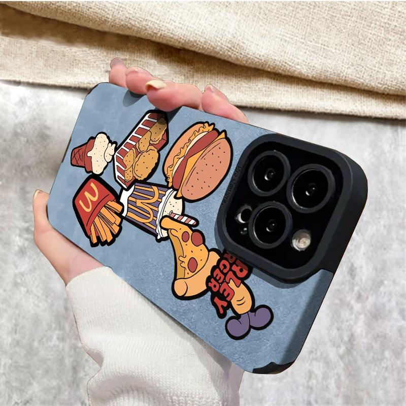 Fast Food Cartoon Phone Case, Multiple Colors/Specs Available, Durable Protective Cover for Phones, Stylish Design with Hamburger, Pizza, Fried Chicken & More, Perfect for Daily Use, Trendy Phone Accessory