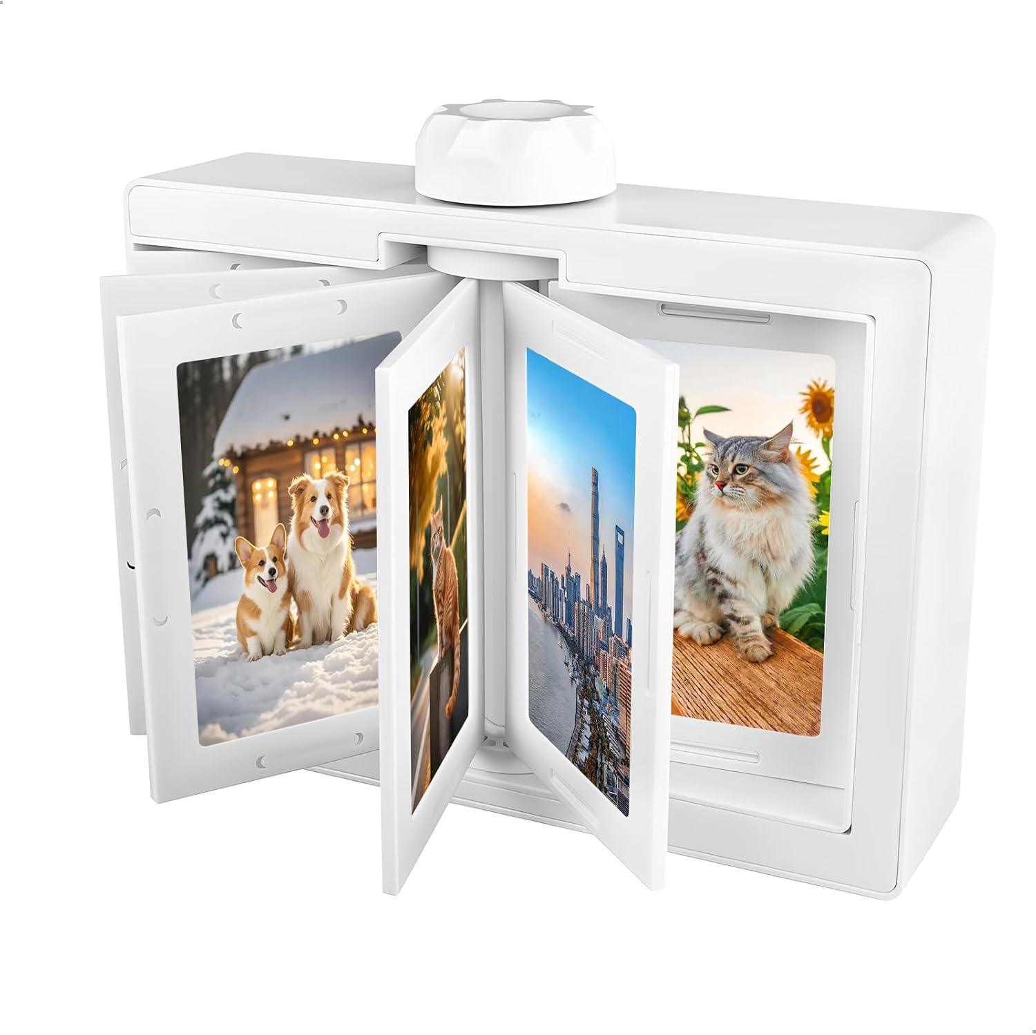 Photo Album Desktop Polaroid Rotating frames for 3x2in Mini Photos & Photocards, Rotating Flip Photo Album Desktop small picture frame for 24 Photos Family Photo Collections for Home Office Desk