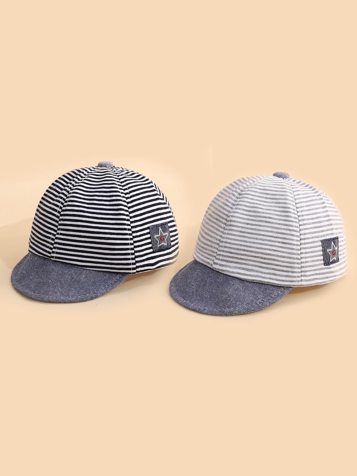1 Baby's Striped Soft Brim Peaked Cap, Fashionable and Versatile Outdoor Sun Hat, Suitable for Boys and Girls for Daily Outings, Suitable as a Gift