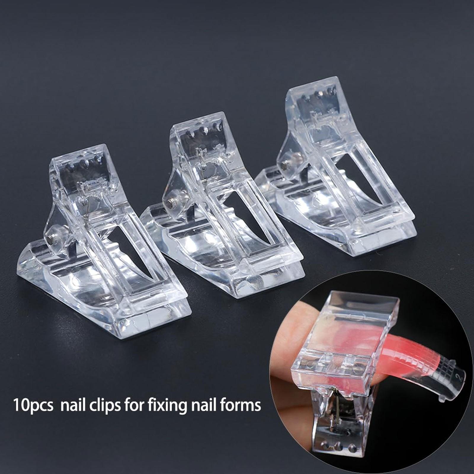 10pcs Acrylic Nail Clip Transparent Gel Quick Building Nail Tips Clips Fingernail Extension UV Clamps Manicuring Art Builder Tools Set