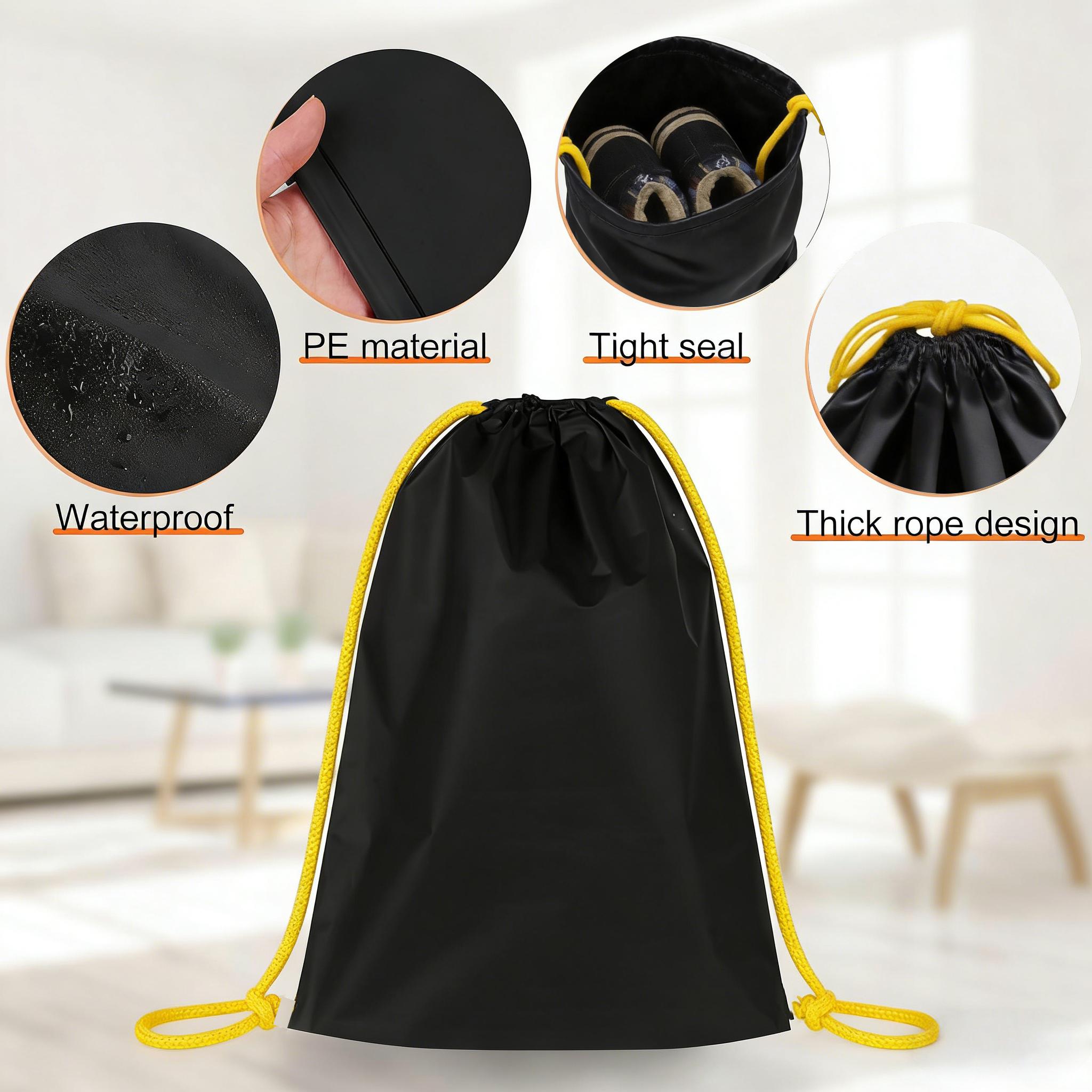 GETYEA-Waterproof Drawstring Bag-Versatile Storage and Packing Solution for Golf Shoes-Travel Essentials Unisex Design-Size 10 x 19 Inches Durable Waterproof Material-Black Sneaker Bag