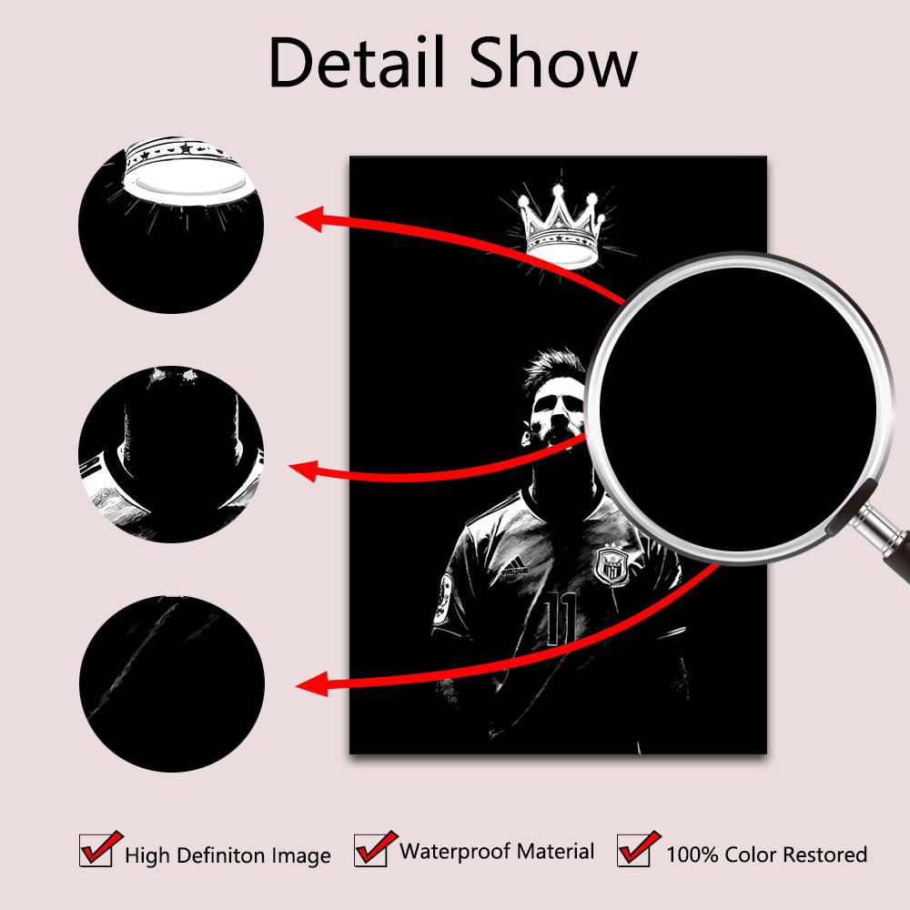 1 piece/set frameless canvas painting print poster, Canvas prints, minimalist style art, Lionel Messi, King of Football, a perfect gift for sports culture enthusiasts, ideal gift for bedroom, living room, kitchen, mural, wall decoration, room decoration