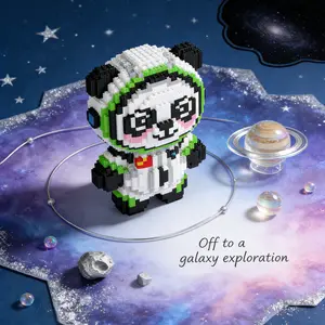 Astronaut Panda 3D Puzzle Building Blocks Decoration, Bookshelf Home Office Cabinet Decor, Party Living Room TV Stand Display Gift