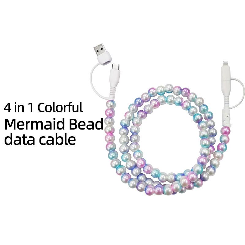Stylish Pearl-Bead Shine Charging & Data Cable - Functional Mobile Phone Accessory, Compatible with iPhone Lightning, Samsung Type-C & All Smartphones Stylish Pearl-Bead Shine Charging & Data Cable - Functional Mobile Phone Accessory, Compatible with iPhone Lightning, Samsung Type-C & All Smartphones