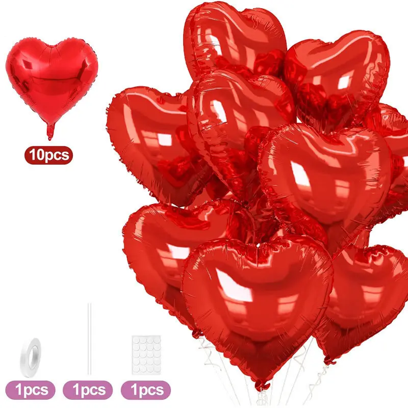 10/20Pcs Rose Gold Heart Foil Balloon Set, Decorations for Home Parties, Balloon Party Supplies, Birthdays, Anniversaries, Valentine's Day & Room Atmosphere Arrangement, Heart Shaped Balloons