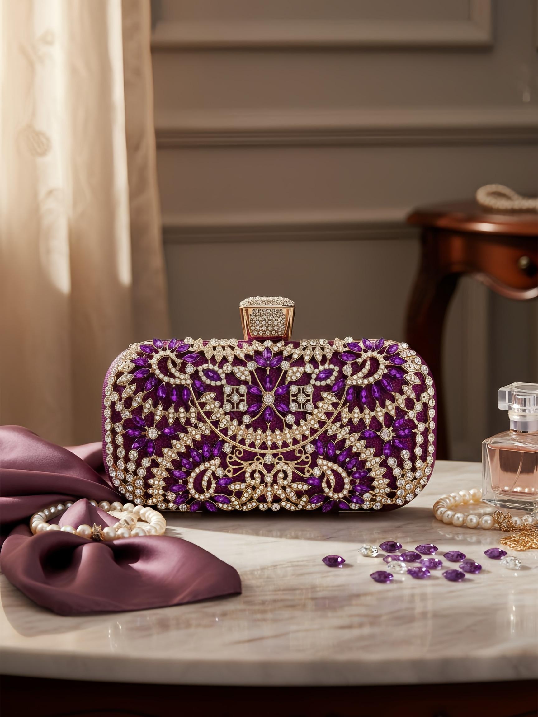 High-End Rhinestone Evening Bag, Fashionable Sparkling Fabric, Embellished Clutch, Versatile Banquet Clutch, Luxurious Handbag for Weddings, Parties, Birthdays