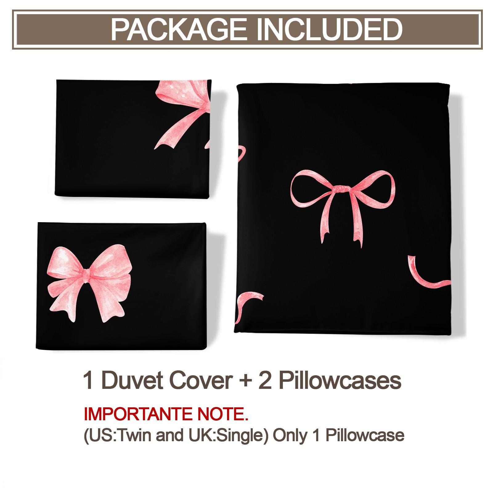 2/3 Pcs Coquette Pink Bow Print Duvet Cover Set, Cute Y2K Aesthetic Bedding Set, Vibrant Digital Print, Soft Microfiber with Zipper Closure, Ideal for Bedroom, Dorm, Girly Room Decor All Year Round - No Filling