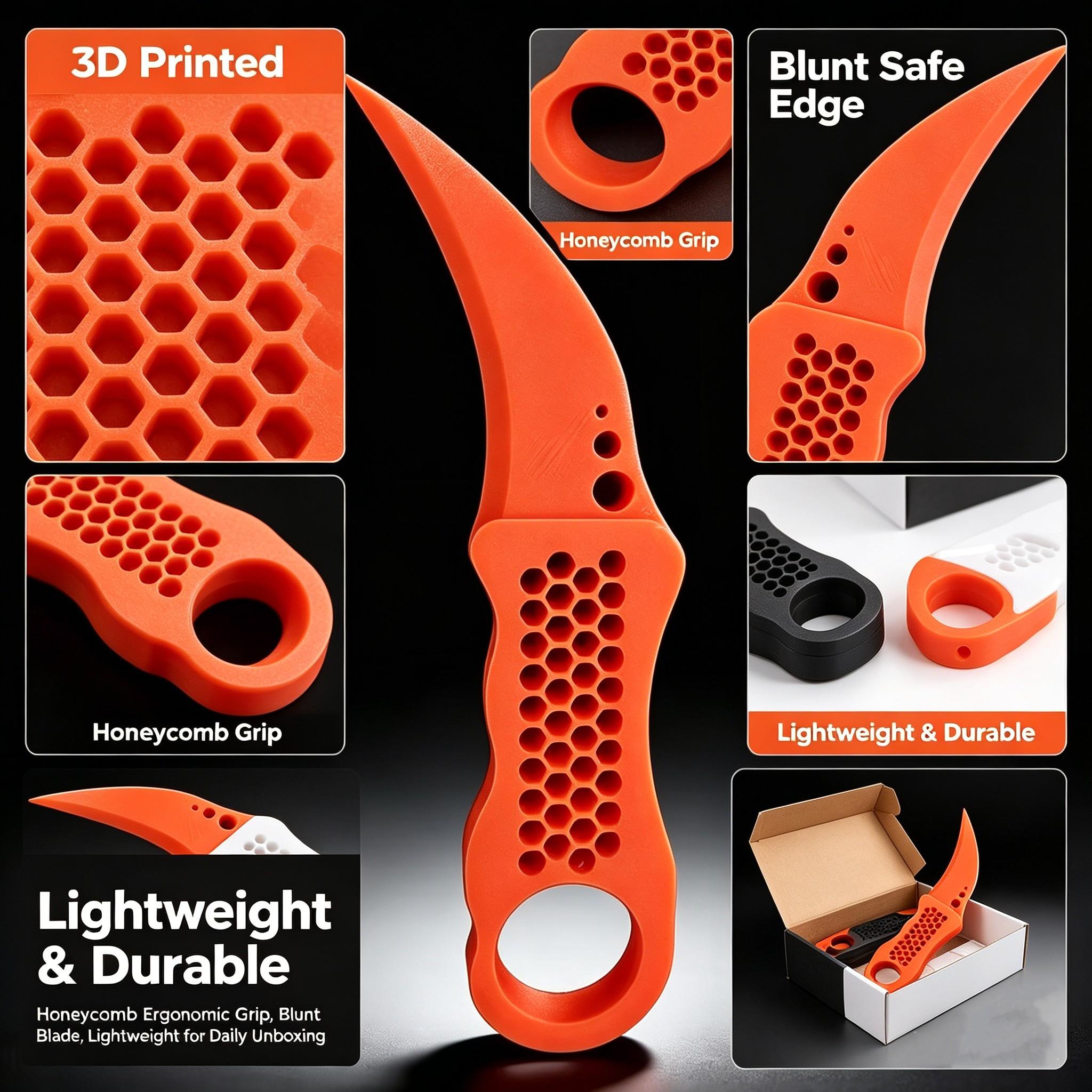 Safe 3D Printed Unboxer, Package Cutter, Claw Design, Blade-Free, Portable, Non-Slip Handle, Ideal for Daily Unboxing, Office, Home, Gaming Enthusiasts
