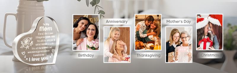 Heart Shaped Acrylic Decoration Block, Flower & Letter Pattern Decorative Ornament, Inspirational Creative Gift for Mom, Delicate mom birthday gift,Gift idea,Funny home decor