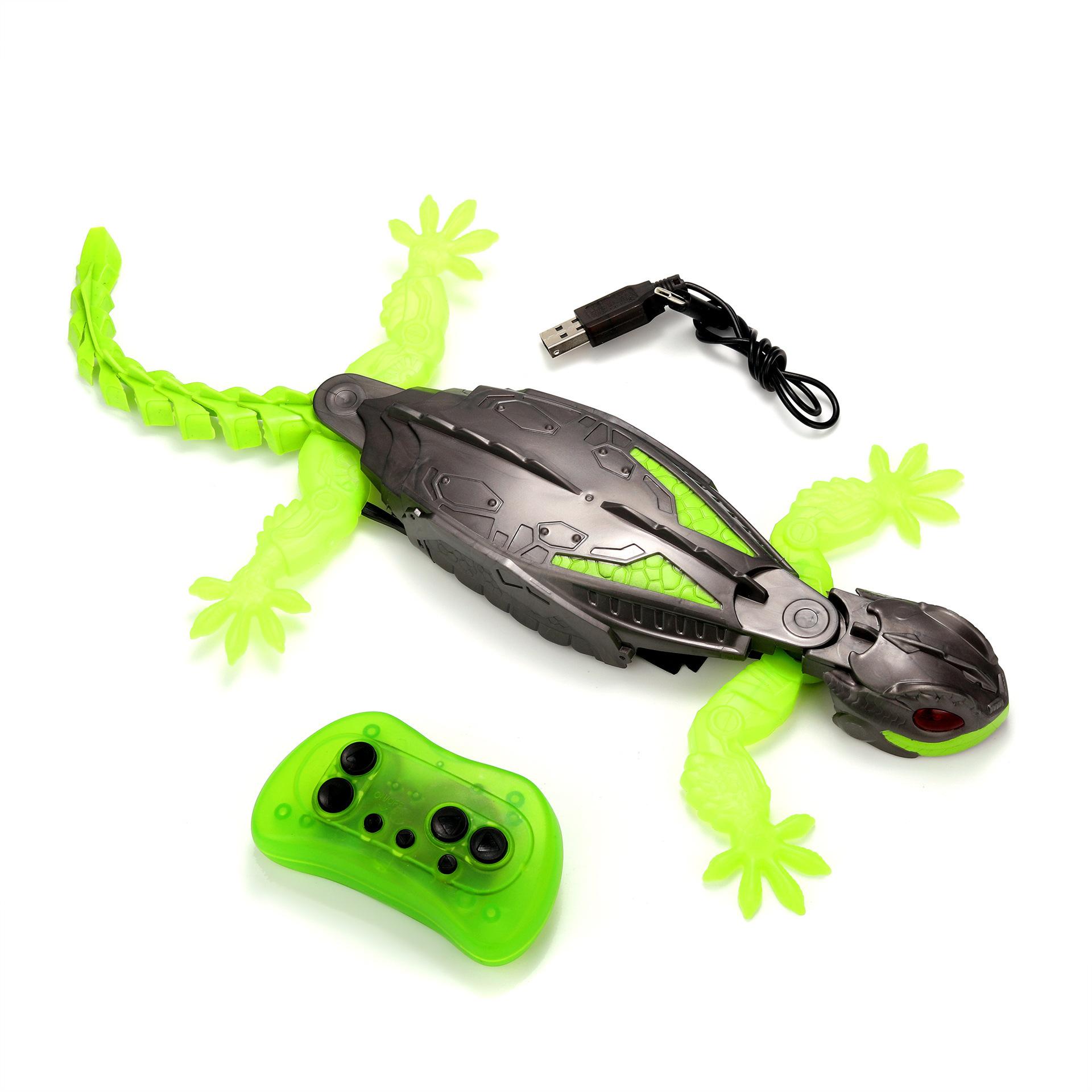 Wall Climbing Lizard Chameleon Car with LED Lights, Interactive Pet Toy for Cats & Kids, Rechargeable Battery Included, Fun Home Entertainment Game