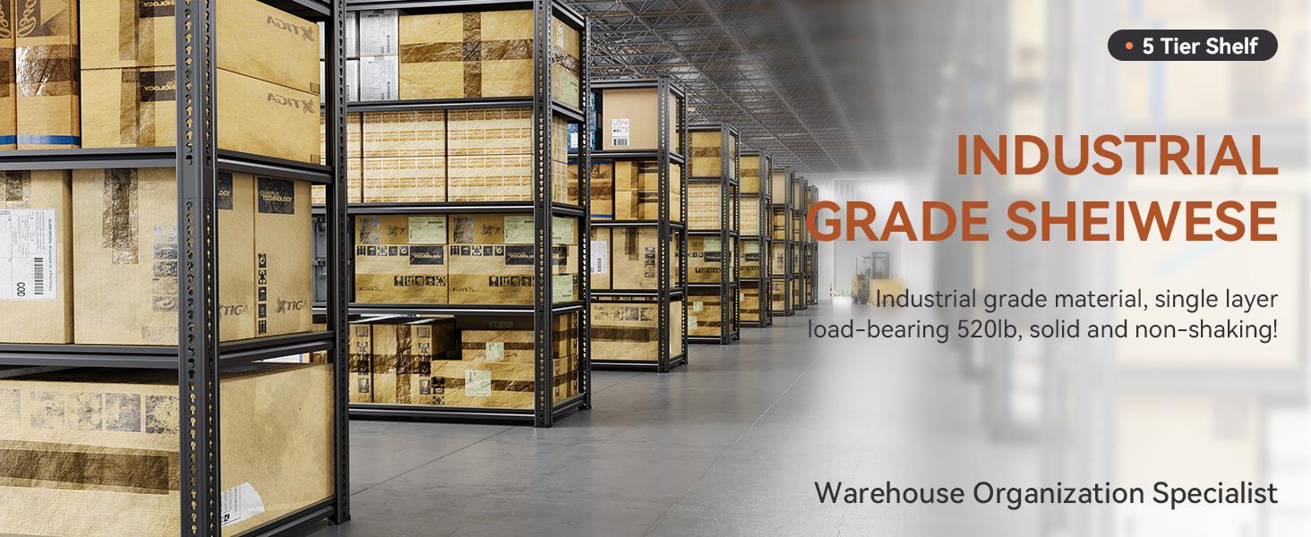 TryLazy 5-Tier Adjustable Metal Shelving Unit - Heavy Duty Storage Rack for Garage, Warehouse, Pantry, Kitchen Organizer