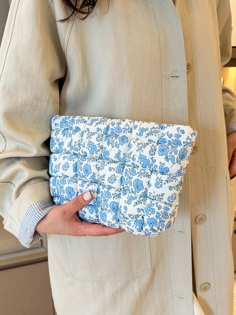 Retro leopard print design fashion cotton-padded makeup bag, Vintage vanity bag, small-scale pleated design casual simple versatile handbag, lightweight small change purse, and fashionable, suitable for daily commuting, shopping and travel, etc.