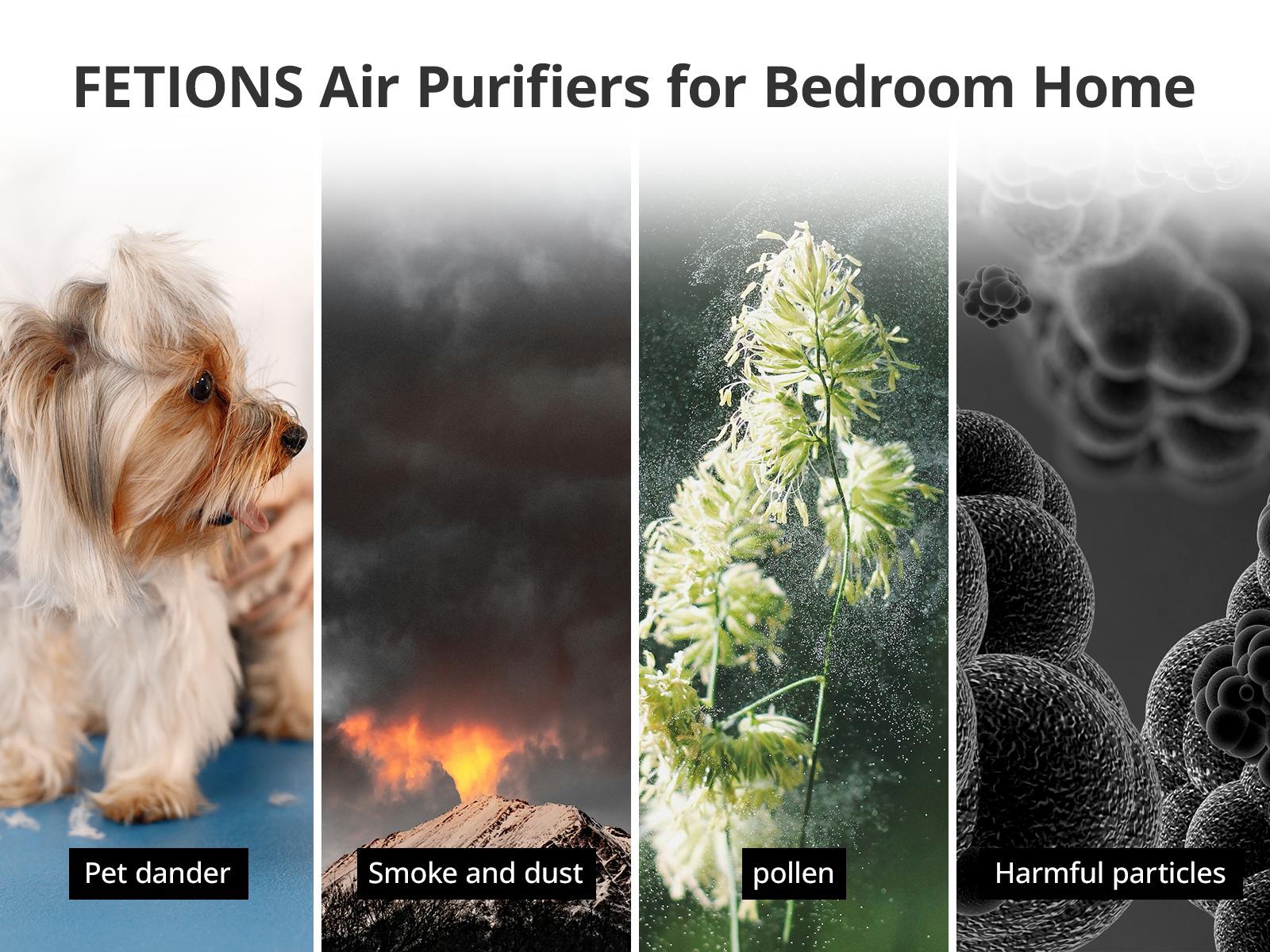 FETIONS Home Air Purifier with Aromatherapy, H13 HEPA 3-in-1 Filtration System, Removes Pollen, Dander, Odors, Compact for Small Rooms like Bedroom, Office, Study, with Soft Ambient Light, White, 2 Pack