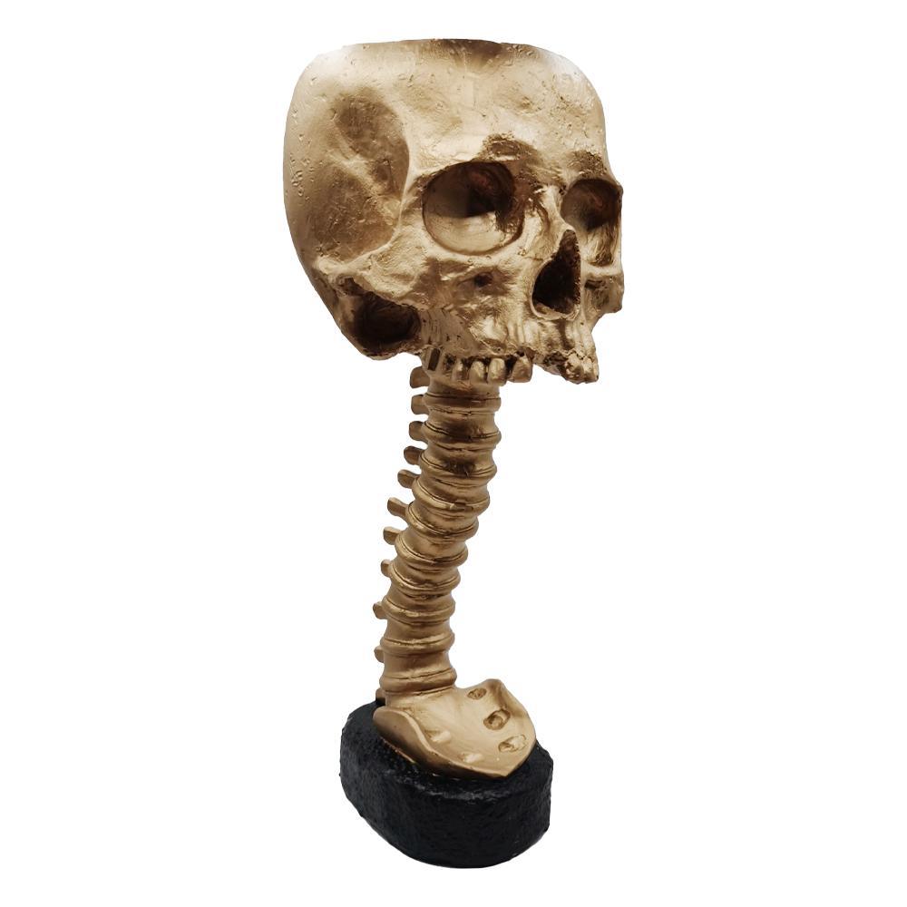 Gothic Spine Skull Planter, Halloween Garden Decor, Resin Craft Ornament, Handmade Gothic Flower Pot, Unique Outdoor Decoration