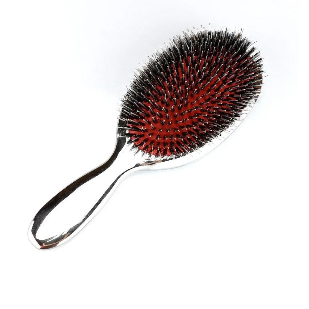 Luxury Pig Bristle Massage Comb, Four Color Options, Gold Silver Colors, Anti-Static Hair Brush, Styling Tool, Single Item