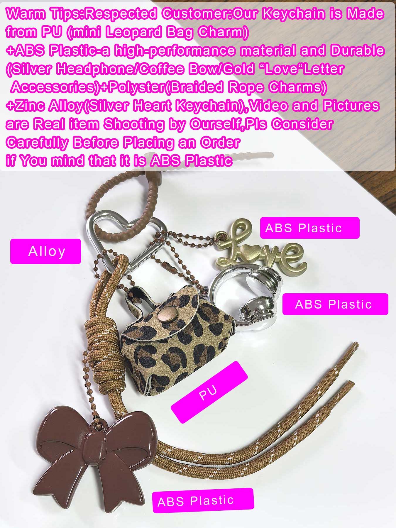 Women's Cartoon-Themed 3D Headphone & Leopard Purse Charm Keychain, Gift, Headphone Pendant Accessory for Keys, Bags & Backpacks, Charm for Purse, Bag Decoration, Decorative Keychain Lanyard