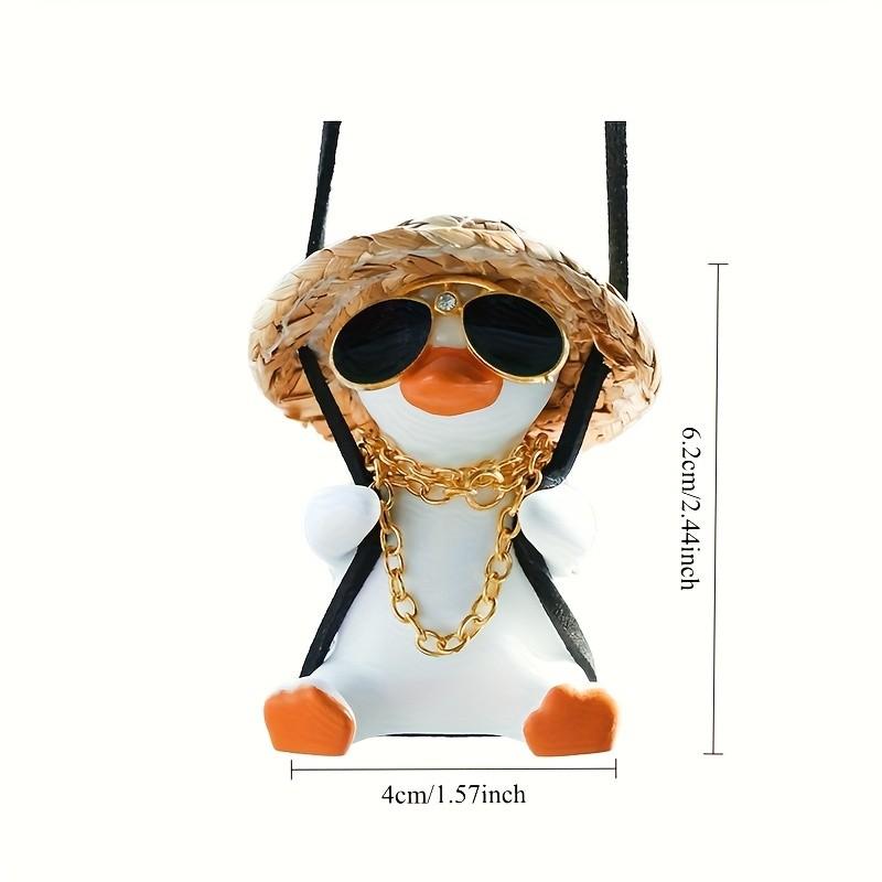 Cute Duck Car Pendant, Expressive Eyes, Rearview Mirror Decoration, Safe Hook, Birthday/valentine Gift for Drivers, Durable Interior Accessory
