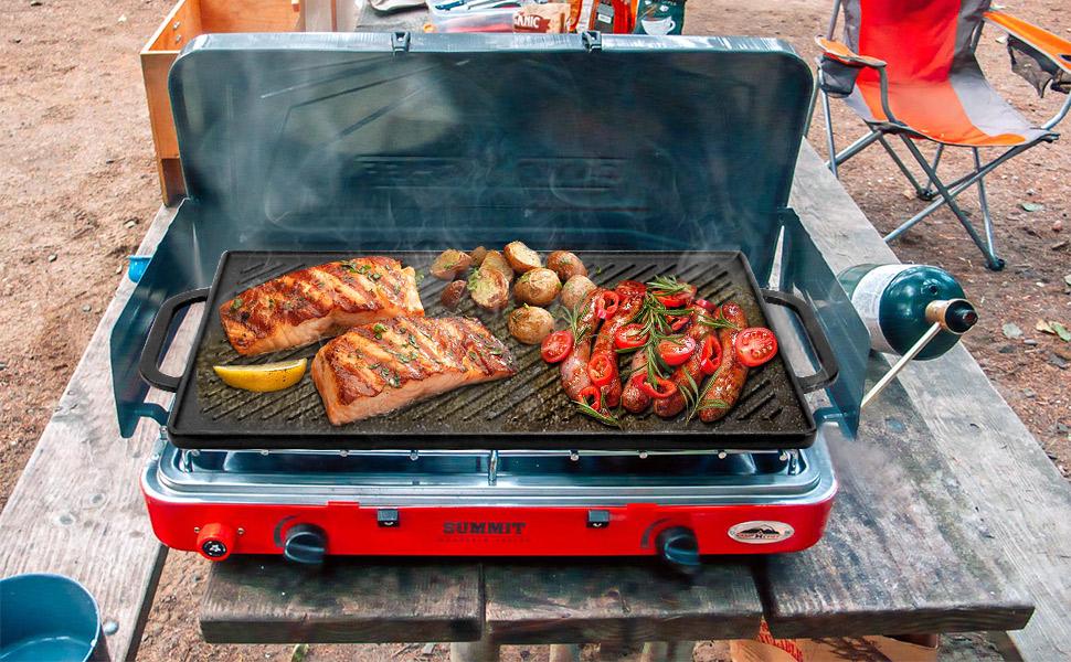 GGC Cast Iron Reversible Griddle,-sided Griddle Pan for Indoor and Cooking, 15 x 9 Griddle with Flat and Ribbed Side for Stove Tops, Gas Grills and Camping