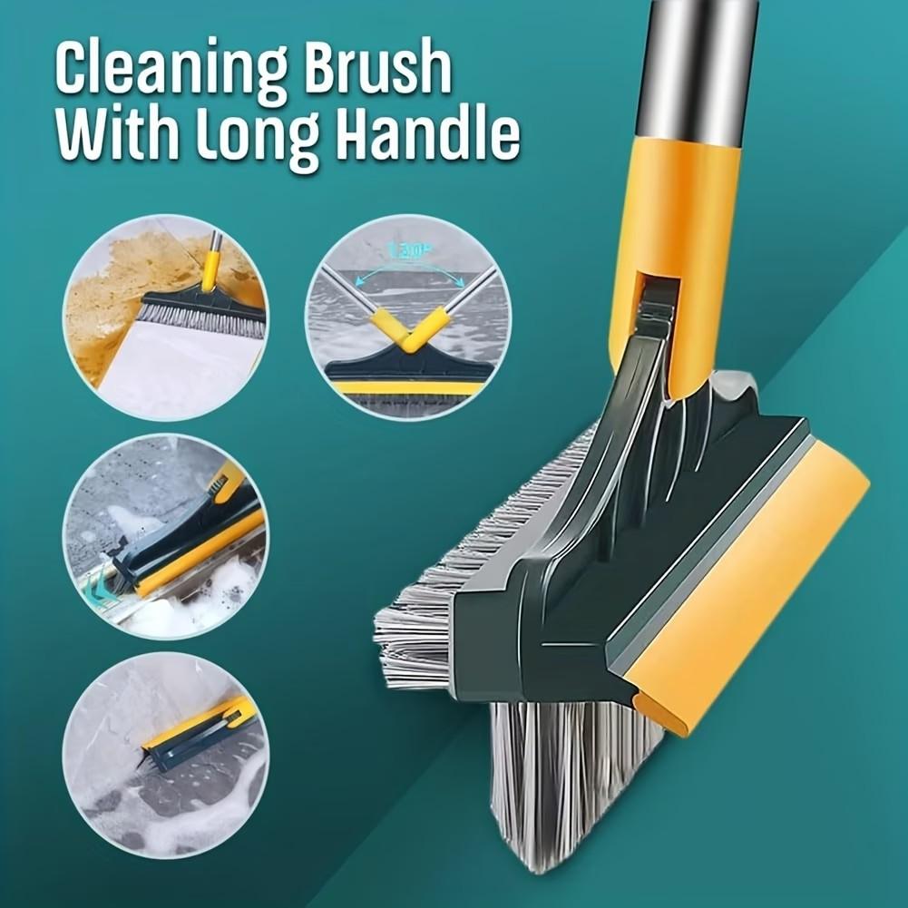 3-In-1 Rotatable V-Type Floor Brush, Ergonomic Handle for Hard Floors, Durable Plastic Scrubber with Water Scraping, Multi-Purpose Tile Cleaner, Cleaning
