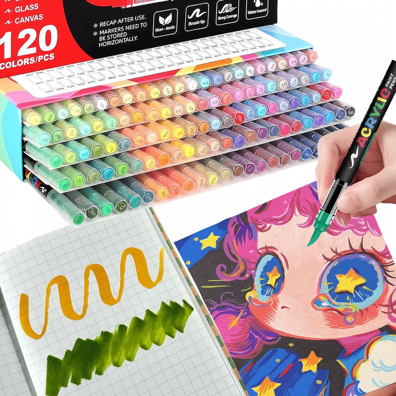 IS.120/168 Color Blendable Art Marker Pens,Multi-color Acrylic Markers Set,Quick-Drying Drawing Supplies Kit for Metal,Gssla,Ceramic,Diy clothing accessory and handmade,for Painting Drawing llustrations,for Birthday gift,Independence Day and Easter gift