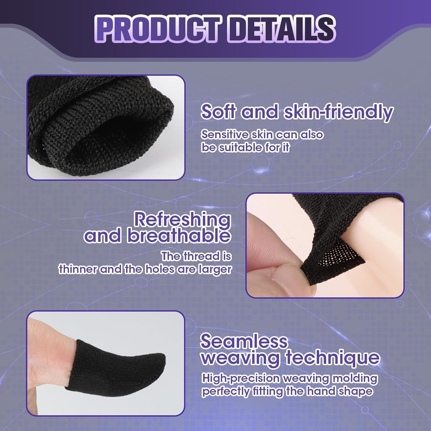 20PCS Gaming Finger Sleeves E-Sports Light Model, 0.15mm Superconducting Nanofibers, Smooth Feel, Anti-Sweat, Extremely Thin, Fit All Touchscreen Devices Black Edge