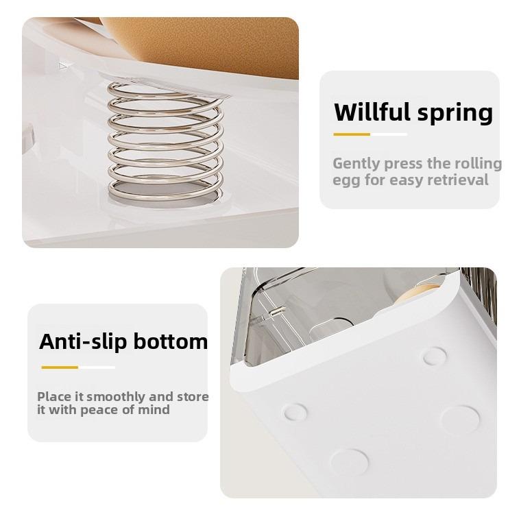 Two-Row Dual-Layer Transparent Egg Storage Box, Space-Saving Easily Rolling Egg Rack, Durable Food Grade Material Refrigerator Organizer, Organized Kitchen Utensils