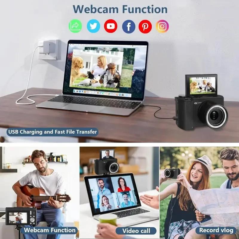 Digital Camera for Photography with Fill Light, 4K Vlogging Camera, 16X Digital Zoom Compact Cameras, 48MP Vlogging Camera with 32GB Card, Point and Shoot Digital Cameras