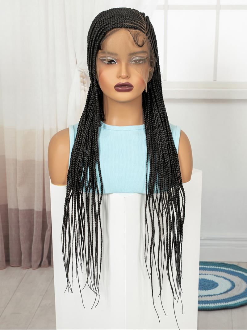 30 Inch Full Lace Cornrow Wig, Soft Breathable Handmade Wave Style, Natural Look, Multi-Functional Comfortable Hairpiece