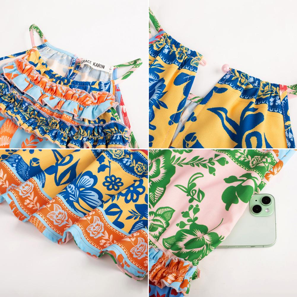 【Runs Large | Size Down】GRACE KARIN Women's Maxi Boho Dress Casual Summer Loose Long Floral Sundresses Flowy Halter Tiered Beach Vacation Outfits SpringStatements